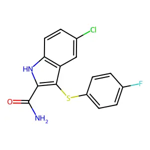 1H-Indole-2-carboxamide, 5-chloro-3-[(4-fluorophenyl)thio]- structure