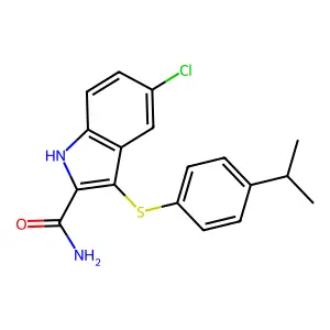1H-Indole-2-carboxamide, 5-chloro-3-[[4-(1-methylethyl)phenyl]thio]- structure