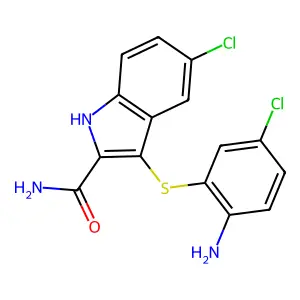 1H-Indole-2-carboxamide, 3-[(2-amino-5-chlorophenyl)thio]-5-chloro- structure