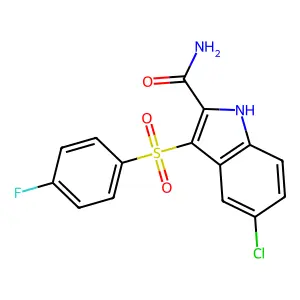 1H-Indole-2-carboxamide, 5-chloro-3-[(4-fluorophenyl)sulfonyl]- structure