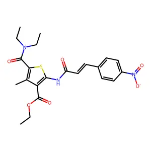 ethyl 5-(diethylcarbamoyl)-4-methyl-2-[[(E)-3-(4-nitrophenyl)prop-2-enoyl]amino]thiophene-3-carboxylate structure