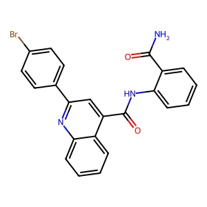 2-(4-bromophenyl)-N-(2-carbamoylphenyl)quinoline-4-carboxamide structure