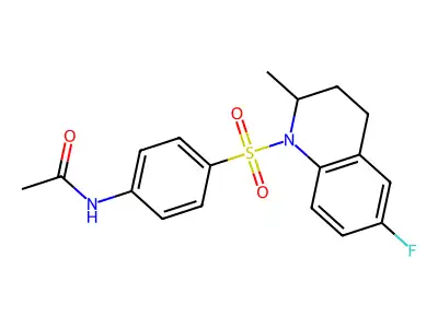 N-{4-[(6-fluoro-2-methyl-3,4-dihydro-1(2H)-quinolinyl)sulfonyl]phenyl}acetamide structure