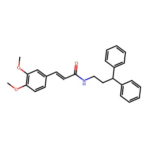 (E)-3-(3,4-dimethoxyphenyl)-N-(3,3-diphenylpropyl)prop-2-enamide structure