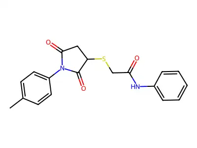 2-((2,5-dioxo-1-(p-tolyl)pyrrolidin-3-yl)thio)-N-phenylacetamide structure