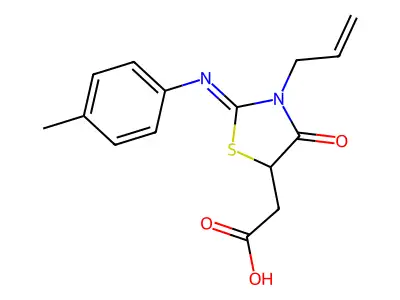 {3-Allyl-2-[(4-methylphenyl)imino]-4-oxo-1,3-thiazolidin-5-yl}acetic acid structure