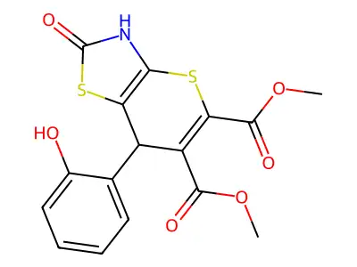 7-(2-Hydroxy-phenyl)-2-oxo-3,7-dihydro-2H-thiopyrano[2,3-d]thiazole-5,6-dicarboxylic acid dimethyl ester structure