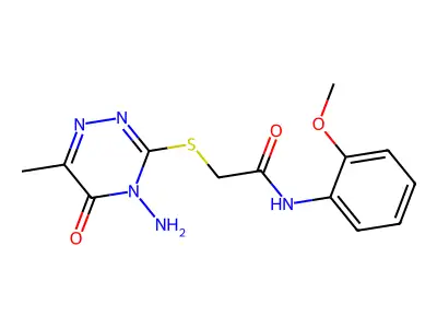 2-[(4-amino-6-methyl-5-oxo-4,5-dihydro-1,2,4-triazin-3-yl)sulfanyl]-N-(2-methoxyphenyl)acetamide structure
