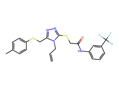 2-((4-Allyl-5-((p-tolylthio)methyl)-4H-1,2,4-triazol-3-yl)thio)-N-(3-(trifluoromethyl)phenyl)acetamide structure