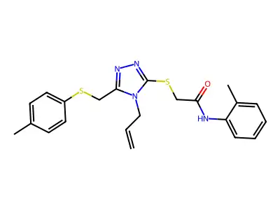 2-[(4-allyl-5-{[(4-methylphenyl)sulfanyl]methyl}-4H-1,2,4-triazol-3-yl)sulfanyl]-N-(2-methylphenyl)acetamide structure