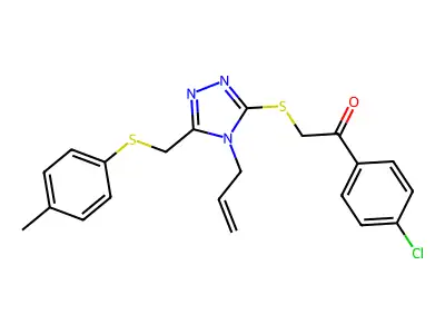 2-((4-Allyl-5-((p-tolylthio)methyl)-4H-1,2,4-triazol-3-yl)thio)-1-(4-chlorophenyl)ethanone structure
