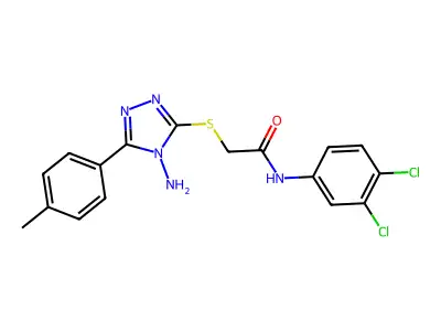 2-[4-amino-5-(4-methylphenyl)(1,2,4-triazol-3-ylthio)]-N-(3,4-dichlorophenyl)a cetamide structure