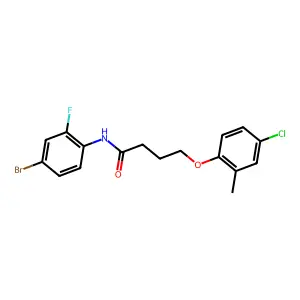 N-(4-bromo-2-fluorophenyl)-4-(4-chloro-2-methylphenoxy)butanamide structure