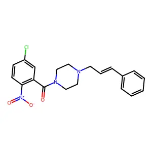 (5-chloro-2-nitrophenyl)-[4-[(E)-3-phenylprop-2-enyl]piperazin-1-yl]methanone structure