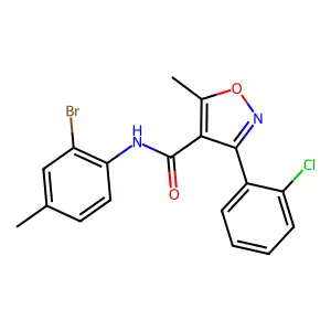 N-(2-bromo-4-methylphenyl)-3-(2-chlorophenyl)-5-methyl-1,2-oxazole-4-carboxamide structure