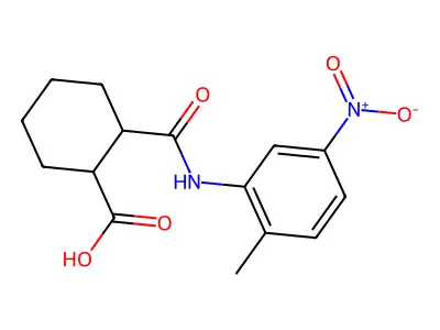 2-({5-Nitro-2-methylanilino}carbonyl)cyclohexanecarboxylic acid structure