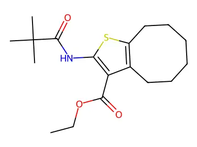 ethyl 2-[(2,2-dimethylpropanoyl)amino]-4,5,6,7,8,9-hexahydrocycloocta[b]thiophene-3-carboxylate structure