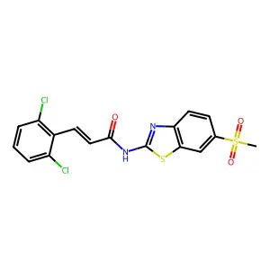 (E)-3-(2,6-dichlorophenyl)-N-(6-methylsulfonyl-1,3-benzothiazol-2-yl)prop-2-enamide structure