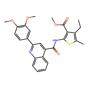 methyl 2-[[2-(3,4-dimethoxyphenyl)quinoline-4-carbonyl]amino]-4-ethyl-5-methylthiophene-3-carboxylate structure