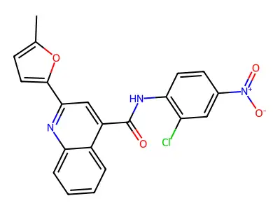 N-(2-chloro-4-nitrophenyl)-2-(5-methylfuran-2-yl)quinoline-4-carboxamide structure
