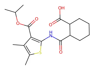 2-({4,5-dimethyl-3-[(propan-2-yloxy)carbonyl]thiophen-2-yl}carbamoyl)cyclohexanecarboxylic acid structure