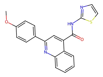 2-(4-methoxyphenyl)-N-(1,3-thiazol-2-yl)quinoline-4-carboxamide structure