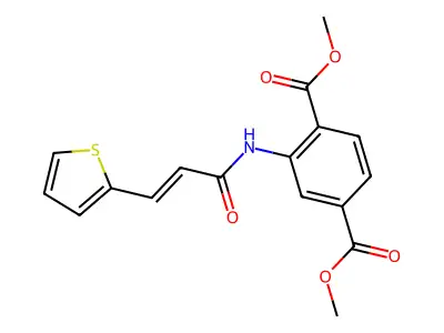 dimethyl 2-[[(E)-3-thiophen-2-ylprop-2-enoyl]amino]benzene-1,4-dicarboxylate structure