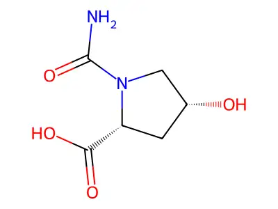 (2R,4R)-1-carbamoyl-4-hydroxypyrrolidine-2-carboxylic acid structure