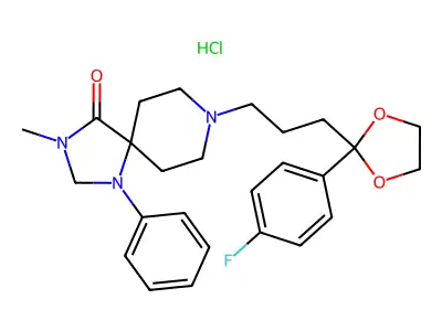 1,3,8-Triazaspiro(4.5)decan-4-one, 8-(3-(2-(p-fluorophenyl)-1,3-dioxolan-2-yl)propyl)-3-methyl-1-phenyl-, hydrochloride structure