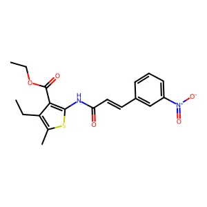 ethyl 4-ethyl-5-methyl-2-[[(E)-3-(3-nitrophenyl)prop-2-enoyl]amino]thiophene-3-carboxylate structure