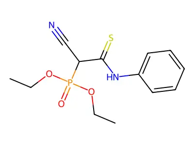 Phosphonic acid, [1-cyano-2-(phenylamino)-2-thioxoethyl]-, diethyl ester structure