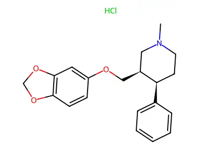 Piperidine, 3-((1,3-benzodioxol-5-yloxy)methyl)-1-methyl-4-phenyl-, hydrochloride, cis-(-)- structure