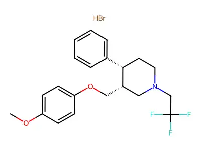 cis-(+-)-3-((4-Methoxyphenoxy)methyl)-4-phenyl-1-(2,2,2-trifluoroethyl)piperidine hydrobromide structure