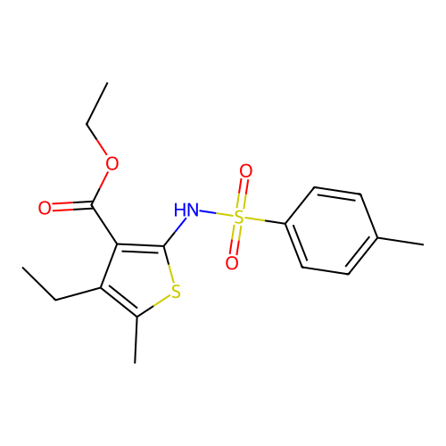 ethyl 4-ethyl-5-methyl-2-{[(4-methylphenyl)sulfonyl]amino}thiophene-3-carboxylate structure