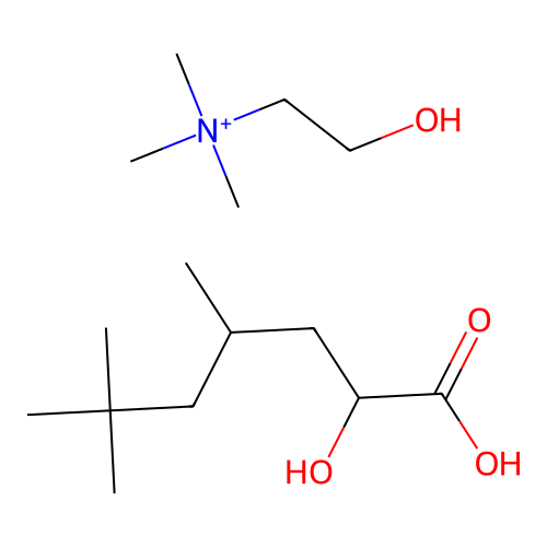 2-Hydroxyethyl(trimethyl)azanium;2-hydroxy-4,6,6-trimethylheptanoic acid structure