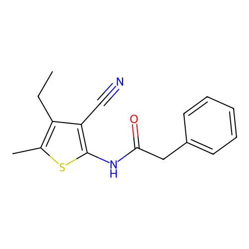 N-(3-cyano-4-ethyl-5-methylthiophen-2-yl)-2-phenylacetamide structure