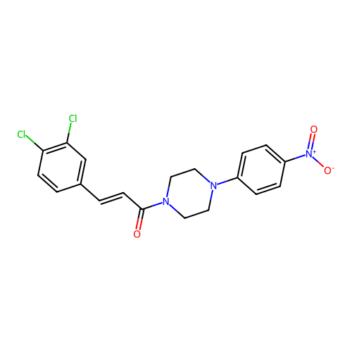 (E)-3-(3,4-dichlorophenyl)-1-[4-(4-nitrophenyl)piperazin-1-yl]prop-2-en-1-one structure