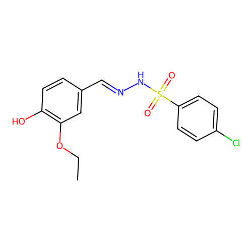 4-chloro-N-[(3-ethoxy-4-hydroxyphenyl)methylideneamino]benzenesulfonamide structure