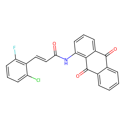 (E)-3-(2-chloro-6-fluorophenyl)-N-(9,10-dioxoanthracen-1-yl)prop-2-enamide structure