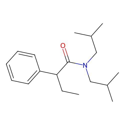 N,N-bis(2-methylpropyl)-2-phenylbutanamide structure