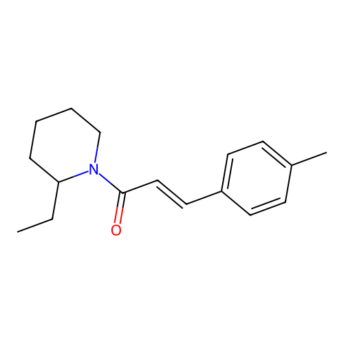 (E)-1-(2-ethylpiperidin-1-yl)-3-(4-methylphenyl)prop-2-en-1-one structure