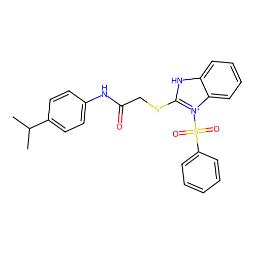 2-[[3-(benzenesulfonyl)-1H-benzoimidazol-2-yl]sulfanyl]-N-(4-propan-2-ylphenyl)acetamide structure