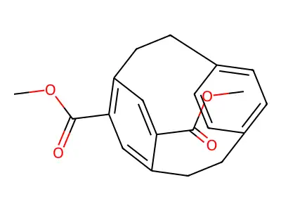 Tricyclo(8.2.2.2(4,7))hexadeca-hexaene-5,15-dicarboxylic acid dimethyl ester structure