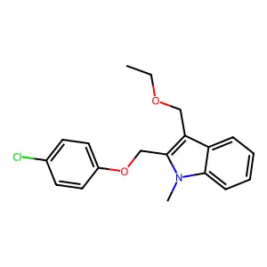 2-[(4-chlorophenoxy)methyl]-3-(ethoxymethyl)-1-methyl-1H-indole structure
