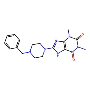 8-(4-benzylpiperazin-1-yl)-1,3-dimethyl-1H-purine-2,6(3H,7H)-dione structure
