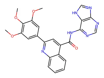 N-(7H-purin-6-yl)-2-(3,4,5-trimethoxyphenyl)quinoline-4-carboxamide structure
