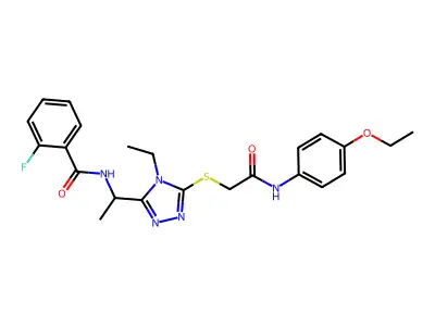 N-[1-(5-{[2-(4-Ethoxyanilino)-2-oxoethyl]sulfanyl}-4-ethyl-4H-1,2,4-triazol-3-yl)ethyl]-2-fluorobenzamide structure