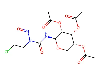 Urea, N-(2-chloroethyl)-N-nitroso-N'-(2,3,4-tri-O-acetyl-beta-D-ribopyranosyl)- structure