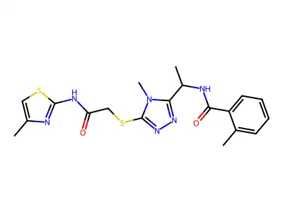 2-Methyl-N-{1-[4-methyl-5-({2-[(4-methyl-1,3-thiazol-2-yl)amino]-2-oxoethyl}sulfanyl)-4H-1,2,4-triazol-3-yl]ethyl}benzamide structure
