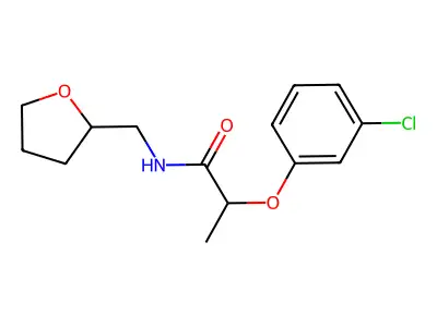 2-(3-chlorophenoxy)-N-(oxolan-2-ylmethyl)propanamide structure